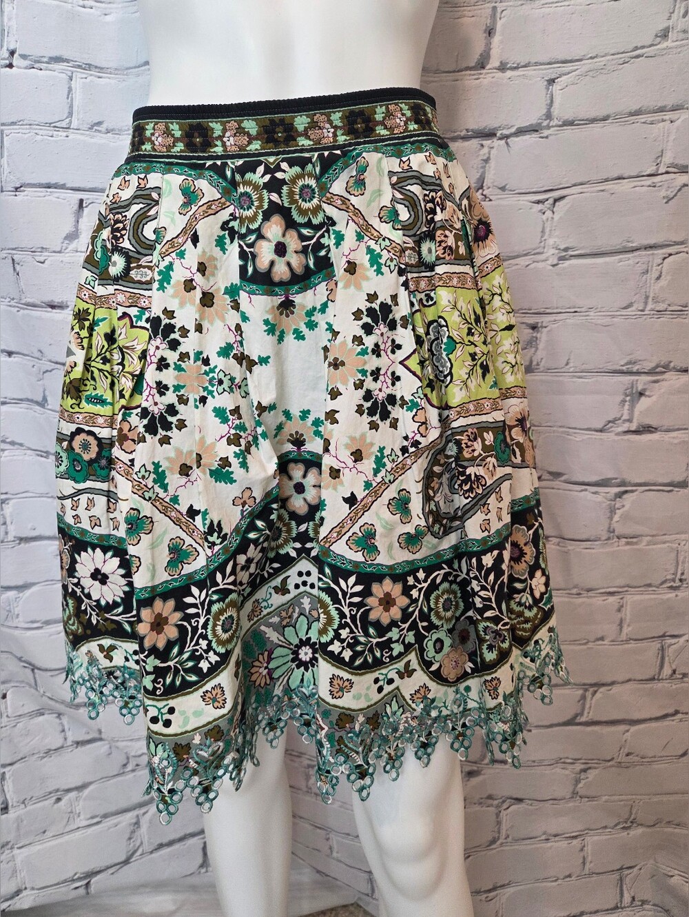 Etro Green Print Skirt